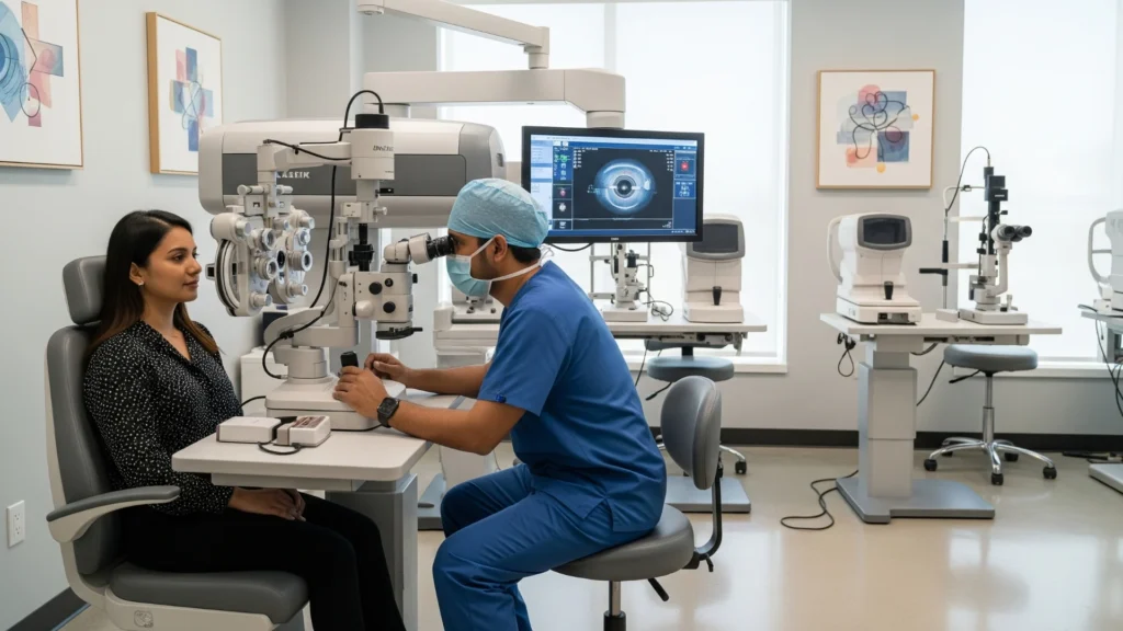 Advanced LASIK eye surgery being performed in a modern ophthalmology clinic in Mumbai.